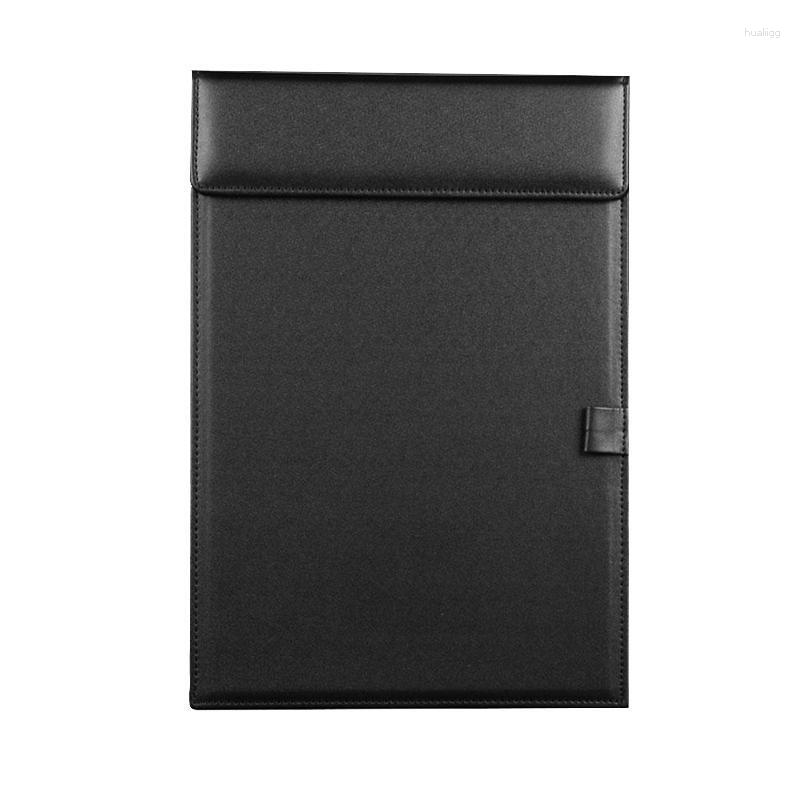 Leder A4 -Zwischenablage Tablette Schreibpads Stift Clip schwarz mit Slot