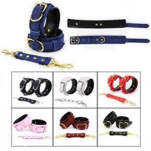 Menottes sexy réglables en cuirKit de Bondage de manchette de cheville BDSM contraintes de poignet esclave manilles SM jeu outils érotiques pour Couple