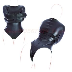 Lederen armbinder terughoudendheid bodysuit sexy lingerie fetish bdsm bondage keurslijf slaaf cosplay bindende riemen paar seksspeeltjes 240130