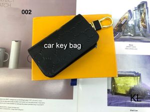Sac en cuir porte-clés porte-clés de voiture porte-clés noir à carreaux marron portefeuilles pochettes pendentif porte-clés breloques pour hommes femmes cadeaux porte-clés de voiture