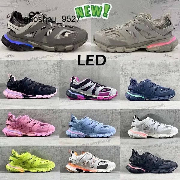 Balencaigalies de cuero Balencigalies impresos Diseñador Gomma Lujo para mujer Iluminado para hombre Casual Nylon Shoe Track TessS 3 30 Trainer LED Sneaker Platfo Trainer NTHP