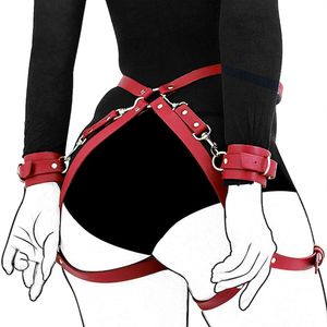 Kit BDSM en cuir, jeux de menottes pour Couples, harnais corporel, sangles de Bondage, jouets sexuels érotiques pour adultes, fête Sexy