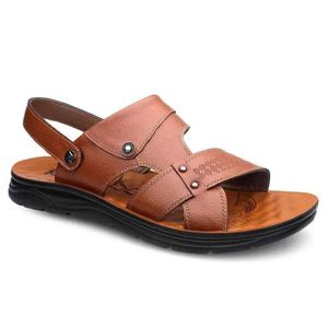 Sandales de plage en cuir à la main Fashion Chaussures décontractées pour hommes Smappés d'été Soulanges Mâle Travel Extérieur Sn Ebe