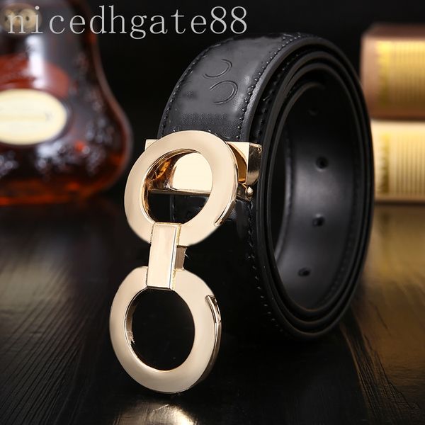 Ceinture en cuir pour homme designer ceinture réversible femme gaufrage complet cinturon noir vintage boucle en métal mode cintura ceintures de créateur plaqué or argent GA04 I4