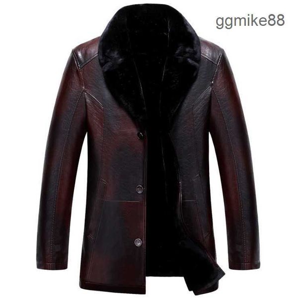 Cuir Biker Bomber Designer Veste Hommes Nouvelle Arrivée Marque D'hiver Plus Velours Épais Chaud Moto Affaires Casual Hommes Vestes En Cuir pour Homme Manteau De Fourrure HV99