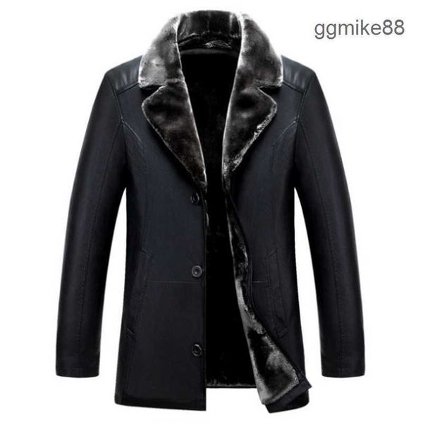 Cuir Biker Bomber Designer Veste Hommes Nouvelle Arrivée Marque D'hiver Plus Velours Épais Chaud Moto Affaires Casual Hommes Vestes En Cuir Pour Homme Manteau De Fourrure K9VY