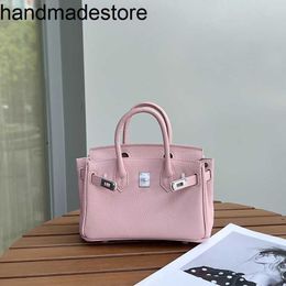 Lederen BK Designer Handtas Hoge klasse Togo Cowhide Pink Mini Bag Handheld kleine zomerse mode veelzijdige cross body dames trend