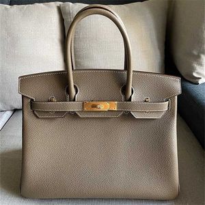 En cuir BK Platinum Designer authentique sac à main cousu de 30 cm à motifs à motifs togo to togo Tote Tote Elephant Grey Portable Sac