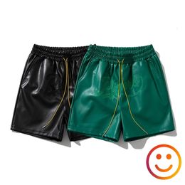 Cuir noir rouge vert borad shorts poches 2024 Men d'été Femme Femmes de haute qualité DrawString plage shortpant culotte 240410