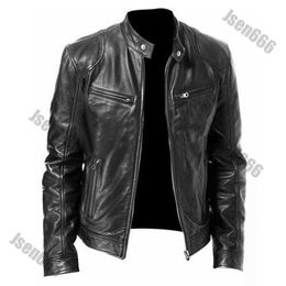 Leder Bomber Designer Jacke Herbst Winter Männer Mäntel Stehkragen Reißverschluss Schwarz Motor Biker Motorrad Leder Herren Jacken für Windjacken Mantel PNVY