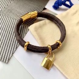 Lederen Armband Voor Heren Vrouwen Merk Luxe Sieraden Gouden Slot Armbanden Mannen Hanger Tijger Vrouwelijke 17 Cm 19 Cm 21 Cm