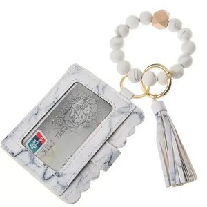 Bracelet en cuir portefeuille porte-clés glands Bracelet porte-clés porte-carte sac Silicone perlé Bracelet porte-clés WHT0228