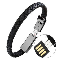 Câble de chargement de données de câble de foudre de poignet tressé en cuir pour Apple Huawei USB Bracelet à manchette ouverte Charger3474432