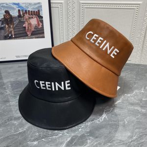 Lederen emmerhoeden voor man Damesontwerper Fisher Hat Fashion Boater Cap Mens Winter Brown Sunhats passen Fedora Unisex Casual CA202D