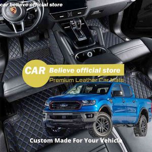 Leather Car Floor mats for Ford Ranger 2020 2019 2018 2017 2016 2015 2014 2013 2012 Carpets Rugs Pads Interior Parts Accessories H220415