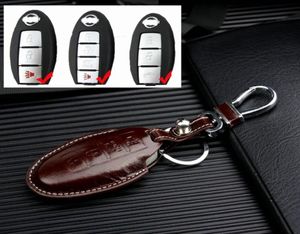 Funda de cuero para llave de coche para Infiniti Q50 Q70 Q60 M35 FX, etc. para Nissan Rogue XTrail Altima Tiida Sylphy Qashqai Key Holder Case9339546