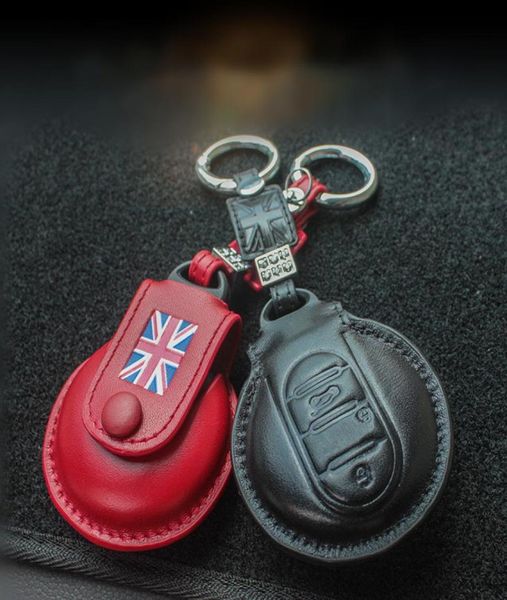 Sac de protection du boîtier de couverture de clés de voiture en cuir pour Mini Cooper JCW One F54 F55 F56 F60 avec Keychain3275432