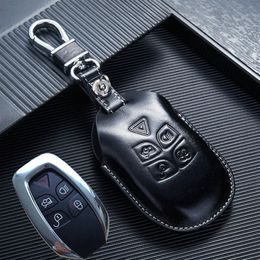 Leder Auto Schlüsselanhänger Abdeckung für Jaguar XJ 2009 2010 2011 2012 XJL Schlüsseletui Halter Keyless Entry Accessoriess230Q