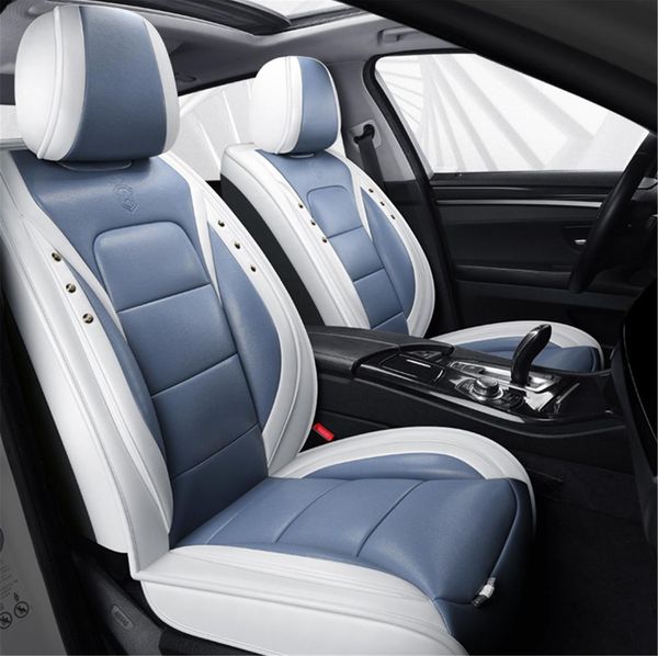 Housse de siège de voiture en cuir, adaptée aux SUV, pick-up, ensemble général d'accessoires d'intérieur de voiture, bleu et blanc 2523695