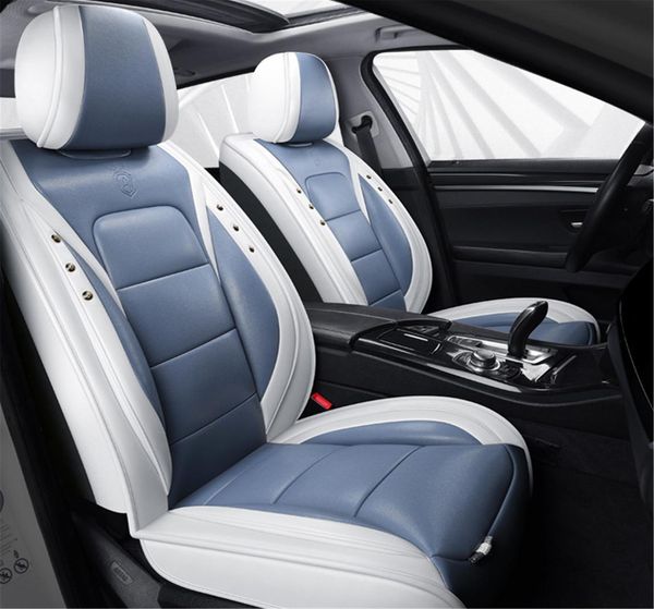 Housse de siège de voiture en cuir, adaptée aux SUV, pick-up, ensemble général d'accessoires d'intérieur de voiture, bleu et blanc 6877306