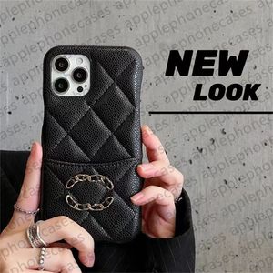 Titular de la tarjeta de cuero Funda para teléfono Funda de diseñador para iPhone para iPhone 15 Pro Max Fundas Apple iPhone 14 13 12 Pro Max 11 15 Plus 13promax 12promax Funda Marca Caviar Funda acolchada