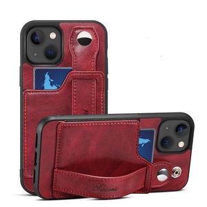 Porte-cartes en cuir Dragonne Étuis de téléphone de luxe pour iPhone 15 14 12 11 13 14 Pro Max Mini X XS XR 6 6S 7 8 Plus SE Protection antichoc Couverture arrière