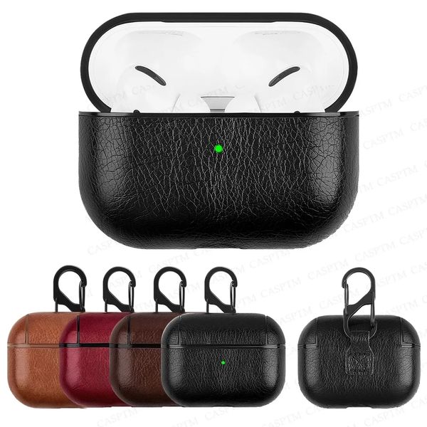 Housse en cuir pour AirPods Pro 3 2 1 étuis de protection en cuir rétro de luxe pour Air Pods Pro 3 housses pour écouteurs Bluetooth boîte pour écouteurs avec porte-clés