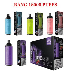 Étui en cuir jetable Vape Bang 18K stylo à cigarette électronique débit d'air rechargeable réglable 16 saveurs dispositif Puff 18K Vaper 0% 2% 3% 5%