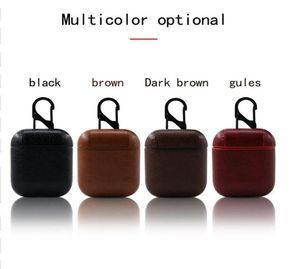 Étui en cuir pour Airpods PU PC Cover Cases pour AirPods 2 Bluetooth Earpods Écouteur Cuir Crochet Fermoir Porte-clés Étui de protection 3005474