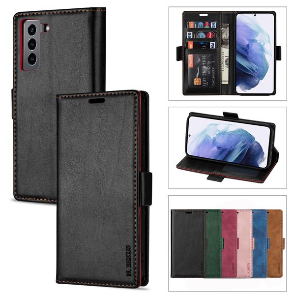 Étuis en cuir pour Samsung Galaxy S21 S20 Ultra S10 S9 S8 Plus S7 S6 Edge S20FE S21FE Note 8 9 10 Pro 20 Ultra Wallet Phone Case