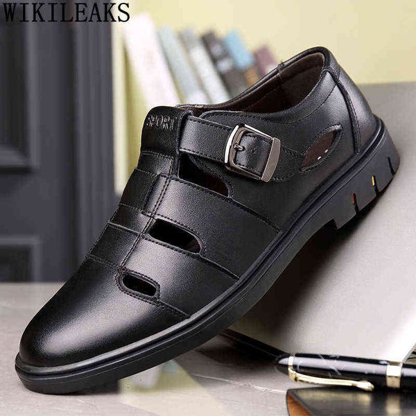 Chaussures décontractées en cuir homme sandales noires 2022 été créateur de luxe Zapatillas De Hombre Chaussures220513