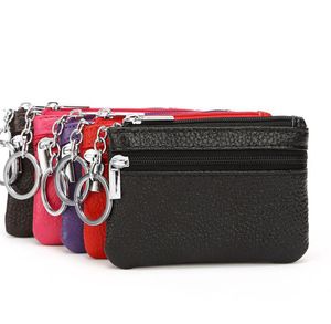 Porte-monnaie en cuir ID Badge Porte-clés Changement Zip Holder Hommes Femmes pochette à fermeture éclair Sacs de rangement KKA8144