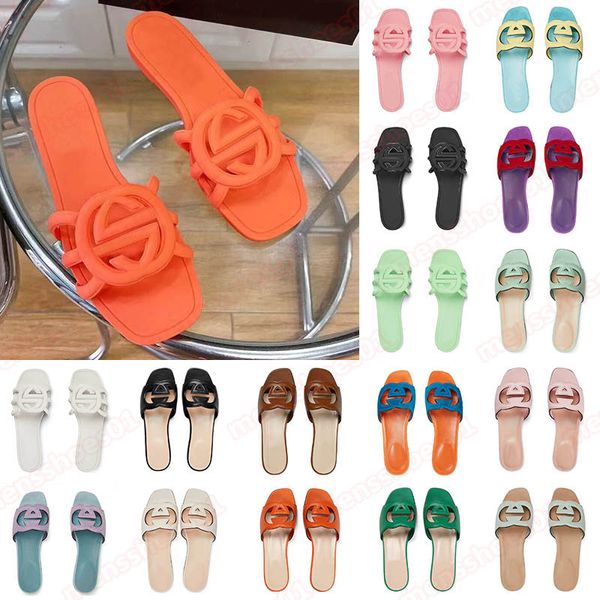 Diseñadoras de plataformas famosas sandalias planas y cómodas de moda G zapatillas de playa de Goma correderas mulas lefu zapatos 【code ：L】