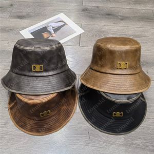 Lederen Designer Emmer Hoed Cappello Heren Emmer Hoed Voor Vrouw Bob Klassieke Gouden Gesp Luxe Voorzien Hoeden Platte Straat Zonnehoed