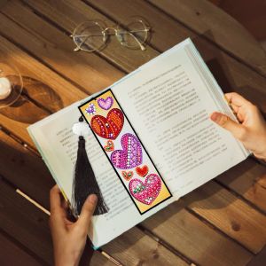 Cuir DIY Special Shape Diamond Painting Love Heart Tassel Mosaic Kit Bookmark