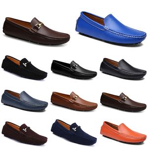 Cuir Doudou Hommes Hommes Casual Chaussures de conduite Respirant Solle Sold Tans Black Navys Blanc Blanc Bleu Argent Jaune Gris Chaussures All-Match Outdoor Cross-Frontière