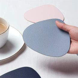 Lederen druppelvorm Mat Coaster vaste kleur warmtebestendige koffie placemat minimalistische niet-slip tafelmat keuken accessoires