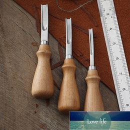 Lederen rand beveler skiving schuine mes snijden hand ambachtelijke tool met houten handvat diy gereedschap