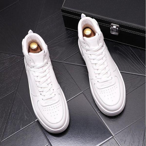 Cuir European Men's Automne Style Sneakers Fashion Lace Up White Breathable Casual Men Homme Chaussures Vulcanisées W8 35454 91807 53488 43561