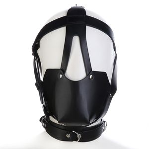 Leer Fetish Head Wrap Restraint Headgear Mask Hood Bondage sexy speelgoed voor vrouw Man BDSM-slaaf