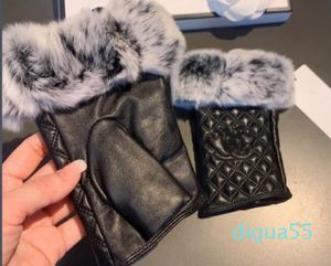 Leren Vingerloze handschoenen Wanten Voor dames Designer Dames Winter Warm Plaid Rijdend leer Fleece aan de binnenkant Touchscreen Outdoorhandschoenen
