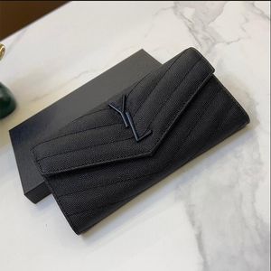 Portefeuille à rabat en cuir Designer Cassandre Matelasse Zipper Long Purse Card Holder avec boîte d'origine 01