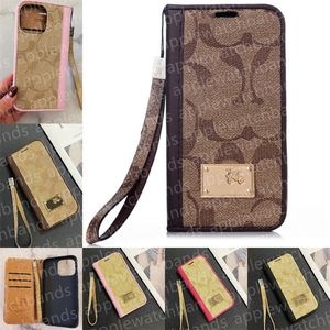 Lederen flip wallet telefoonhoes ontwerper voor Apple iPhone 15 Pro Max 13 12 11 14 Pro Max Samsung S24 Ultra S23 S22 S22 KAART KAART HOUDER Merk Luxe schokbestendige mobiele cover