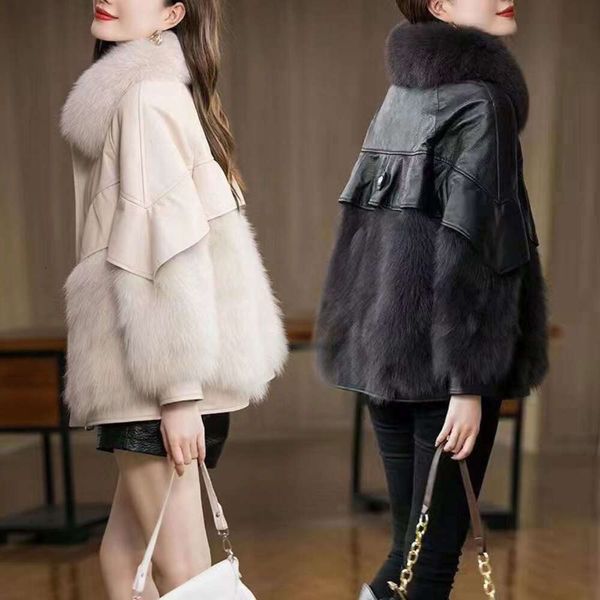 Abrigo Haining de cuero para mujer, versión coreana, imitación de piel de zorro, gama alta, longitud media, invierno, 2023, 895966
