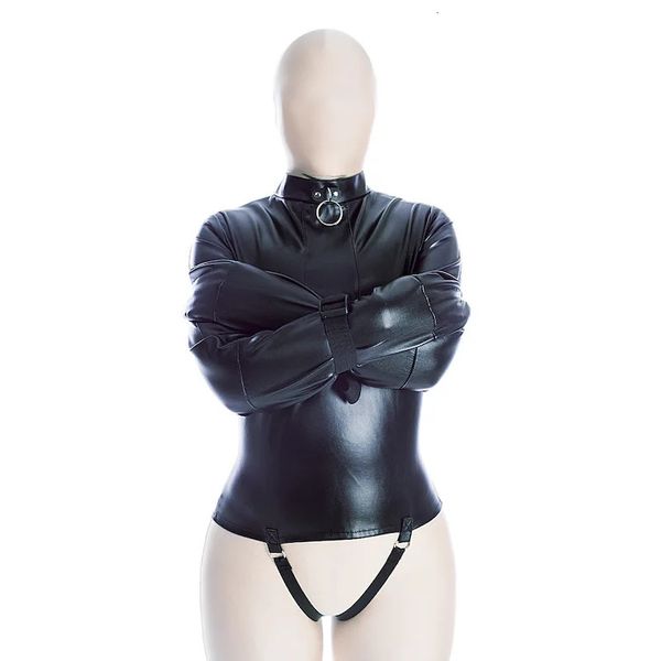 Cuero completamente cubierto de doble brazo con cremallera Restricción Juguetes sexuales para hombre / mujer Use cinta Restrictiva Bdsm Bondage Esclavo Restricción 240105