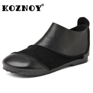 Leer echte koe suede Koznoy etnische 1,5 cm jurk vrouwen vrouwtjes flats zomer ondiepe mocassins comfortabele mode elegantie schoenen 231128 576