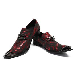 Leer Echte Red Italiaanse print Brogue Plus Size Wedding Prom Oxford Men Business Formal Dress Shoes