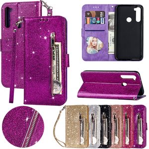 Lederen Glitter Cases voor Xiaomi Redmi Note 10 9 8 7 PRO 7A 8A Luxe Flip Stand Wallet Case MI 9 SE A3 Lite CC9 CC9E Telefoon Tas