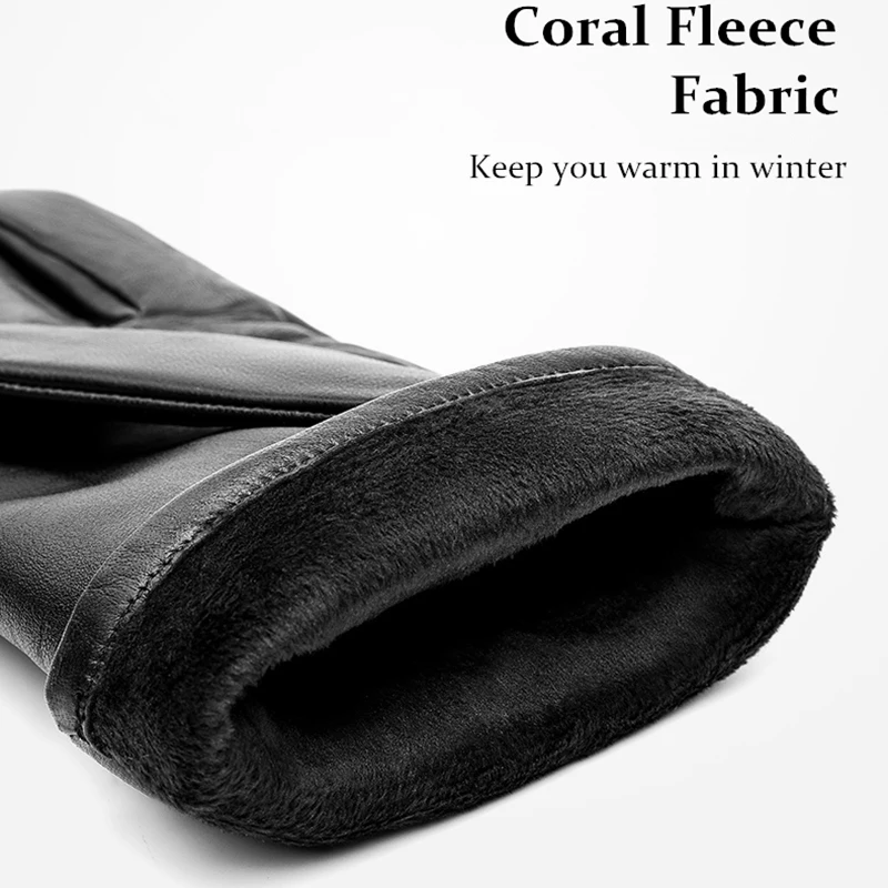 Skórzane rękawiczki ekran dotykowy Wewnętrzny wiatroodporny Waterproof Waterproof ciepłe rękawiczki termiczne rękawiczki ffinger elastyczne jesienne zimowe rękawiczki