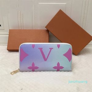 Lederen gradiënt zippy lange portefeuilles dames luxe tas portemonnee kaarthouder designer clutch bags